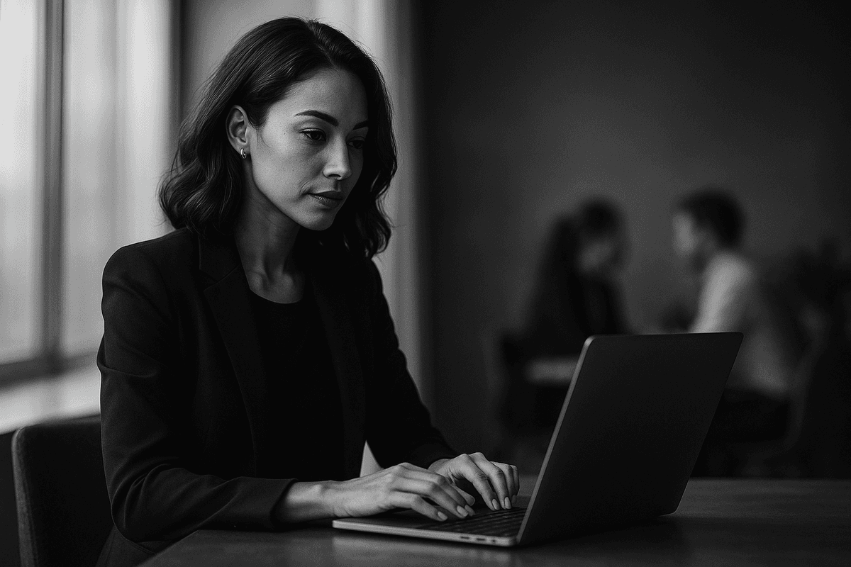 Professional woman working on laptop